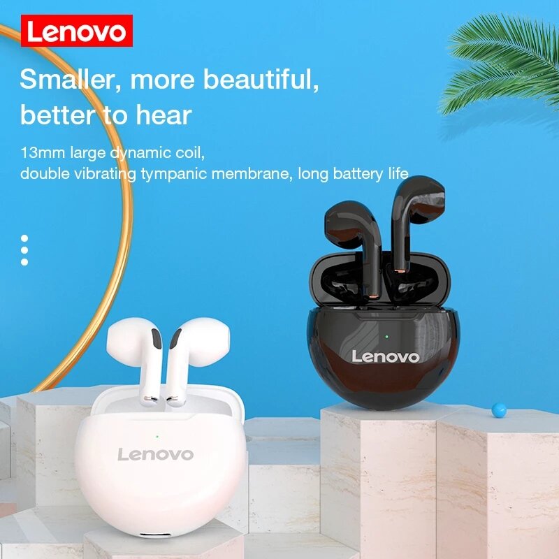 Earphone Lenovo HT38 TWS Asli Headphone Bluetooth Nirkabel 5.0 Headset Olahraga Tahan Air Earbud Noise Reduction dengan Mikrofon