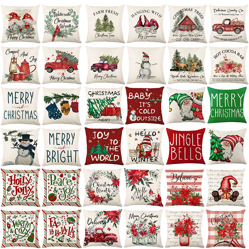 メリークリスマス装飾枕カバー45 × 45センチメートルリネンスロー枕クリスマスの装飾家の装飾クッションソファ