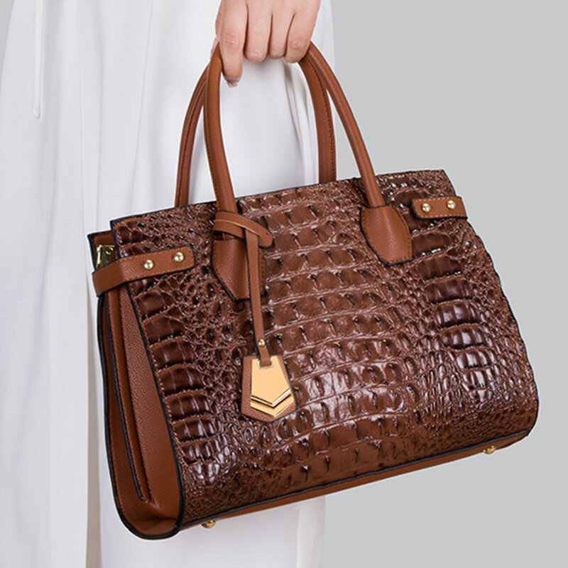 Crocodile 3 Pcs Casual Tote Soft Leather Luxury Handbag Women's Bag Designer Ladies Large Shoulder Crossbody Sac for Female