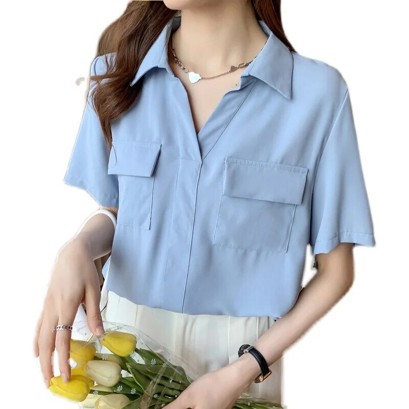 Chemise ample à manches courtes pour femme, tenue légère, de nouveau style, style port, 95g, 412 – 14, été