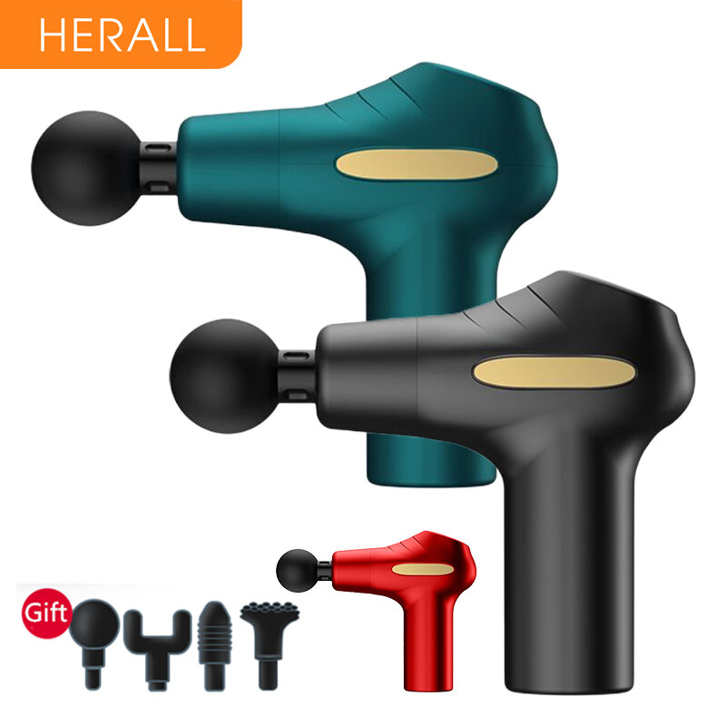 HERALL Portable Massage Gun LCD Display Percussion Massager For Neck Body Deep Tissue Muscle Relaxation Pain Relief Fitness