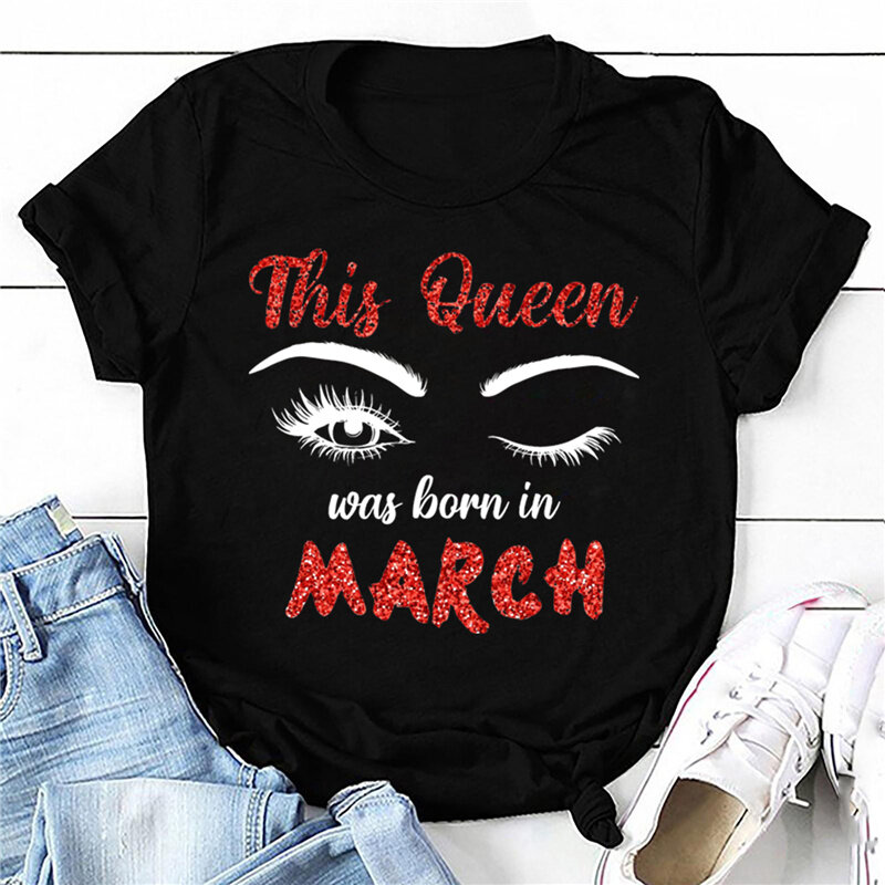 Camiseta con estampado de March Girl para mujer, ropa de manga corta a la moda con estampado de My Personality, playeras para mujer