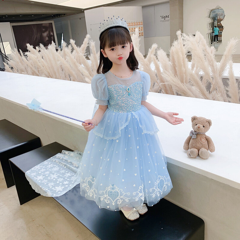 2022 dziewczyna księżniczka sukienka Cosplay stylowy kostium królowa śniegu sukienki dziewczyny śnieżynka suknia wieczorowa urodziny Halloween Vestidos