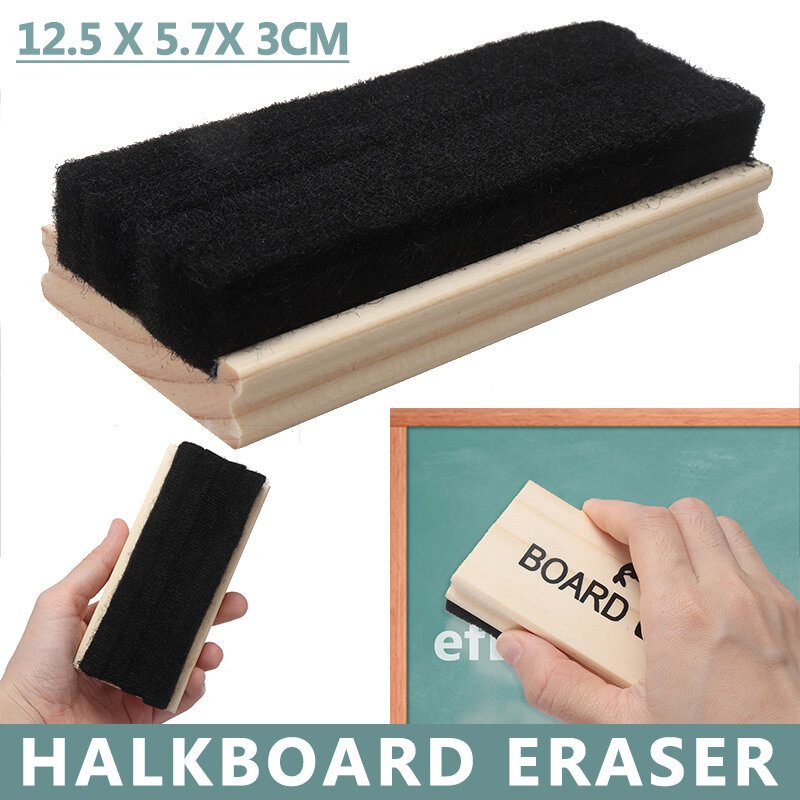 กระดานไวท์บอร์ดขนสัตว์ Felt Eraser สี่เหลี่ยมผืนผ้าไม้สน Chalkboard CLEANER ไม่มี Trace โรงเรียน Sationery อุปกรณ์