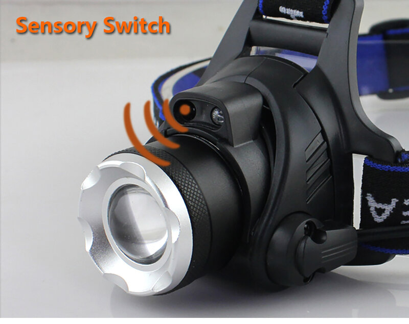 Big Discounts Led Headlamp Motion Sensor T6 Zoomable Headlight Head Torch Flashlight Head lamp by 18650 Battery Fishing Hunting