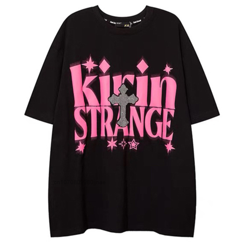Fashion Streetwear Losse Korte Mouw T-shirt Zomer Vrouwen Harajuku Gothic Trendy T-shirts Voor Y2k Meisje Esthetische Paar Kleren