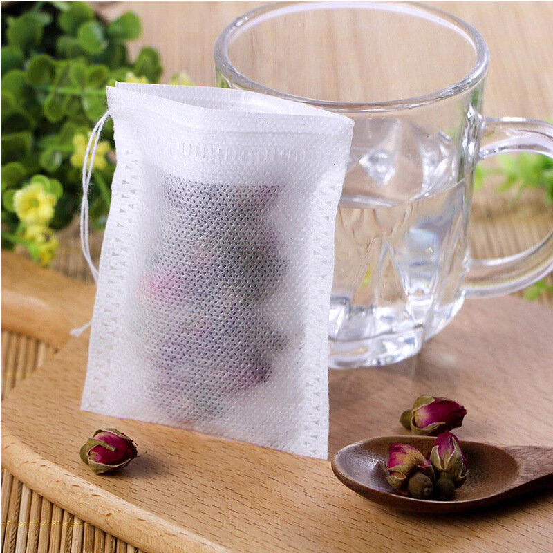 Bolsas de té desechables con filtro, tela no tejida con sello de cuerda, filtros de grado alimenticio, 400/200 piezas