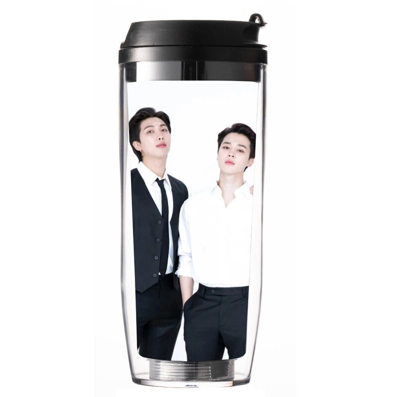 New KPOP bangtan boys 9th anniversary family photo Creative water cup Student straw cup Travel cup Fan birthday gift JIMIN JIN V