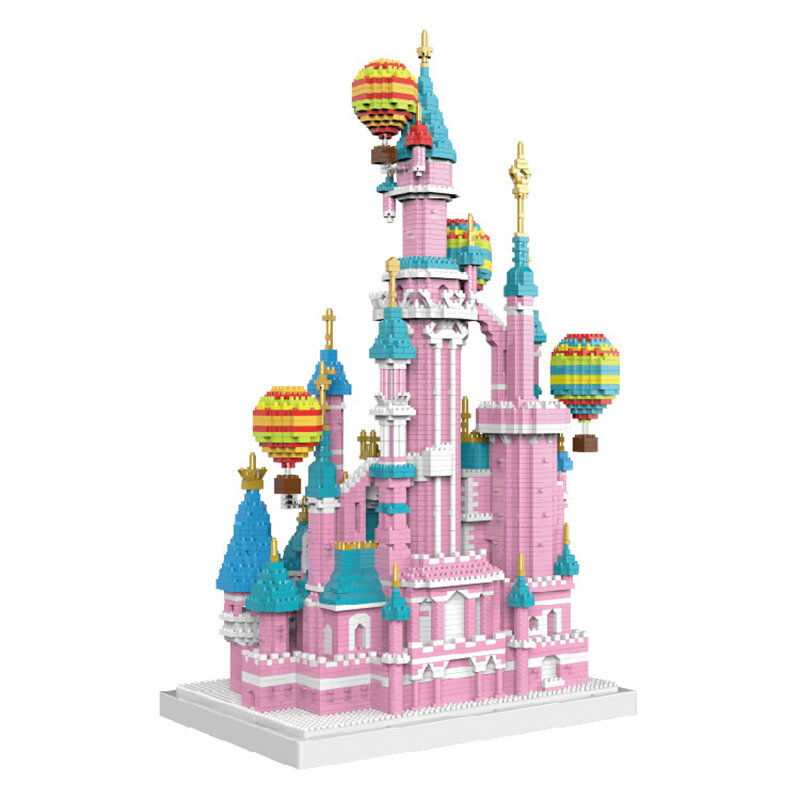 6688 pçs rosa castelo 3d modelo diy mini blocos de diamante tijolos fantasia arquitetura micro blocos tijolos brinquedos para crianças presentes do miúdo