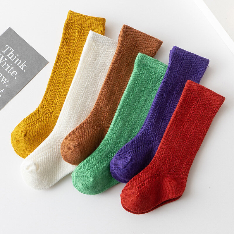 Neue Sommer Baby Mädchen Socken Netz Dünne Lange Kniehohe Socke Baumwolle Neugeborenen Socken für Mädchen Alter für 0 zu 24M