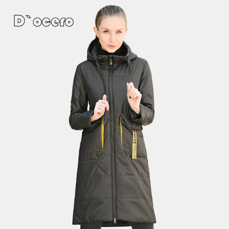 DOCERO 2021 NEW Spring Autumn Jacket donna vendita calda cappotto in cotone sottile lungo Plus Size parka con cappuccio moda capispalla trapuntato caldo