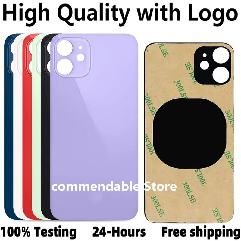 For iPhone 12 Mini Back Glass Cover Panel Battery Cover Replacement Parts Original With logo Housing Big Hole Camera Rear Glass