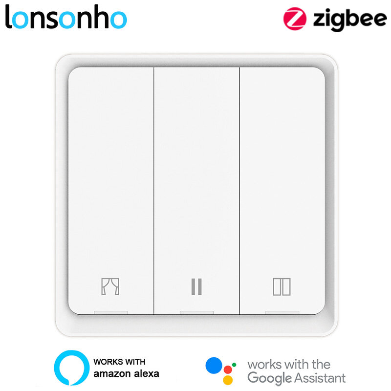 Lonsonho Tuya Zigbee Smart Curtain Switch For Blind Motor Smart Life Home Wireless Remote Control Alexa Google Home Compatible