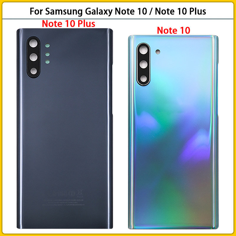 Couvercle arrière de batterie pour Samsung Galaxy Note 10 N970F Plus N975F, panneau en verre 3D, boîtier de porte arrière, étui pour objectif d'appareil photo