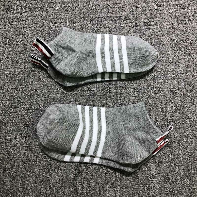 TB THOM 2022 New Socks Men Women 100% Cotton Striped Breathable Fashion Stocking Casual Ankle Low Tube TB Socks Ins 6 Pairs