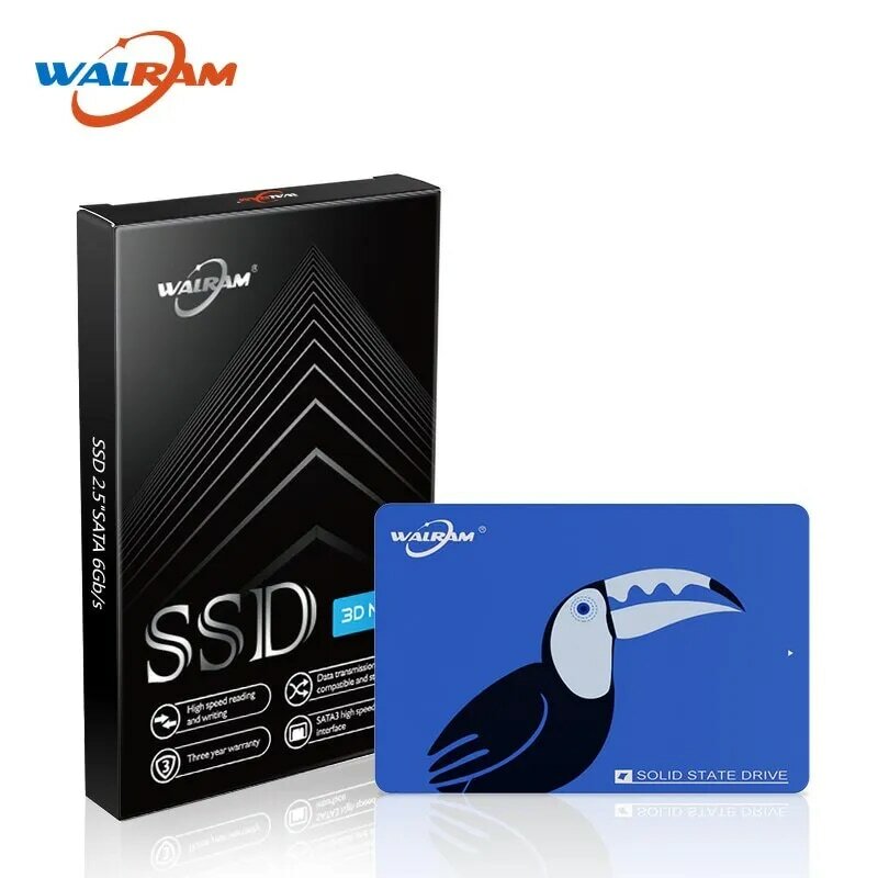 WALRAM SSD 1TB A3 2.5 inci, SSD 512gb 120GB 128GB 240GB 256GB 500GB 480GB SSD untuk Laptop Desktop PC Internal Solid State Drive