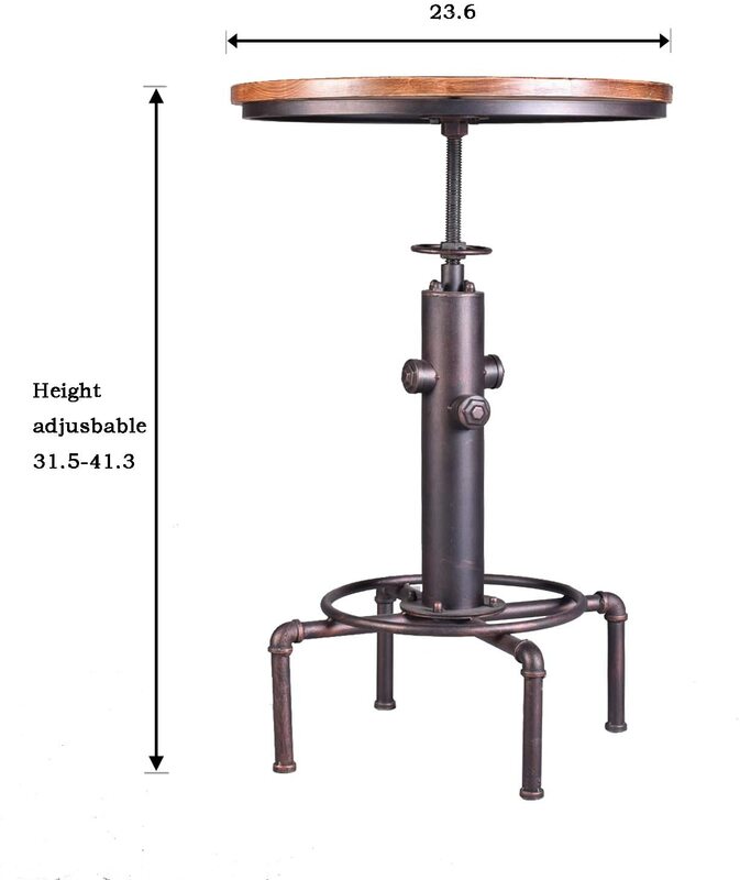 Topower mesa de barra industrial 31.5-41.3 "mesa de pub ajustável cozinha jantar mesa de café bistro (bronze)