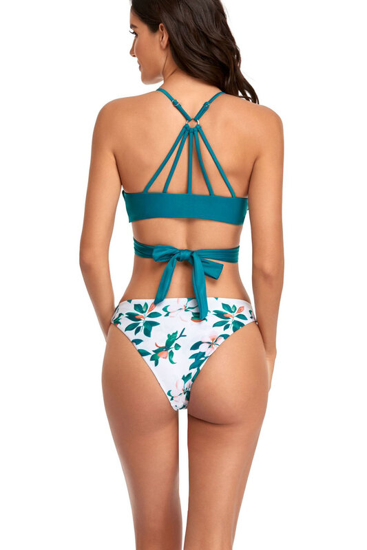 Sexy Swimsuit With Cross Straps Two Piece Bikini 2022 Sport Swimming High Waist Swimwear Push Up Beachwear Bathing Suit