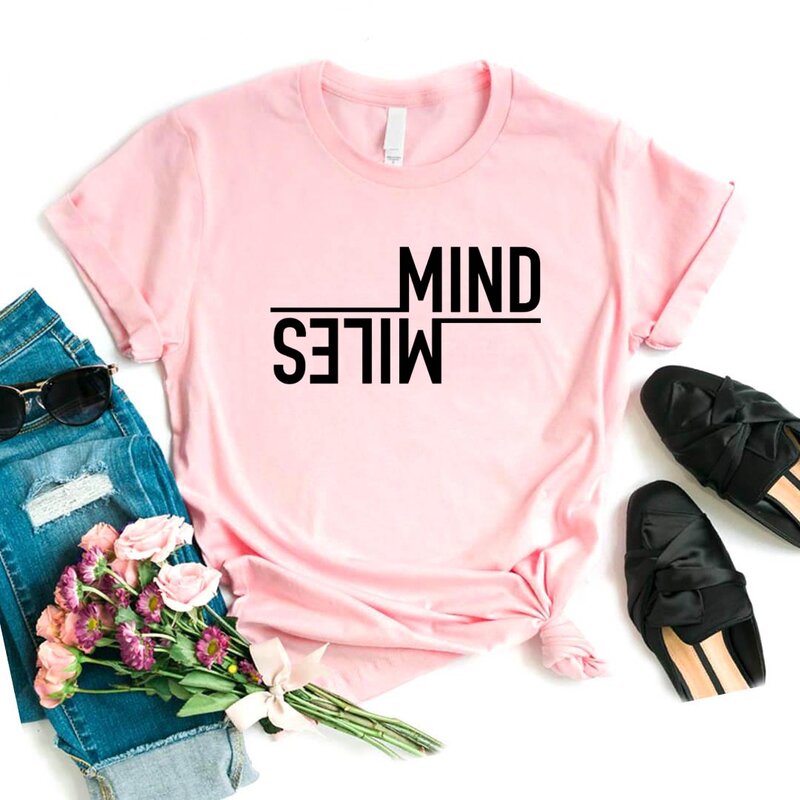 Camisetas con estampado de Mind Over Miles para mujer, camiseta informal divertida para mujer, camiseta de calle para chica, camiseta de NA-1097 de 6 colores
