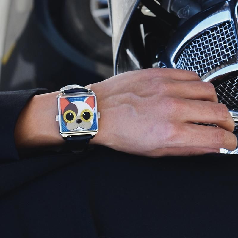 Hapiewatch-Reloj de pulsera de cristal de zafiro con dos correas, cronógrafo de cuarzo japonés Dual, esfera en relieve 3D, regalo: correa de silicona