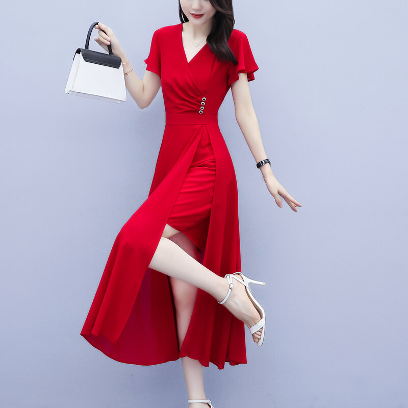 Vestido De moda coreana para Mujer, Vestidos largos informales elegantes para Mujer, Ropa De noche, bata larga