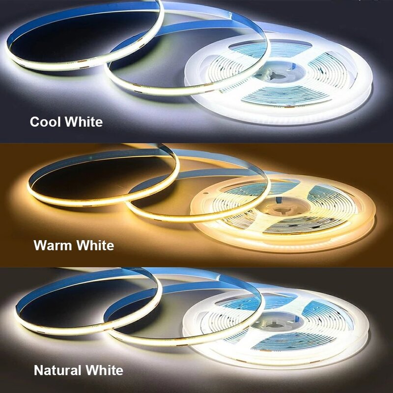 12V Cob Led Strip Warm Cool White Color Flexible Light Bar 252/320/480/528 Leds For Room Decor Light Cabinet Blacklight