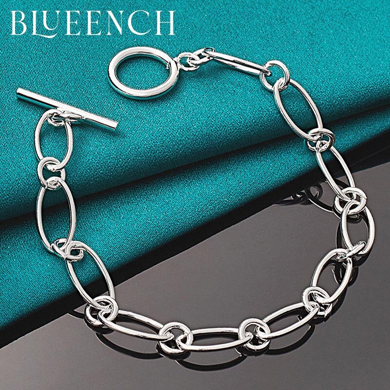 Blueench 925 prata esterlina clipe de papel corrente ot fivela pulseira para mulheres moda personalidade charme jóias