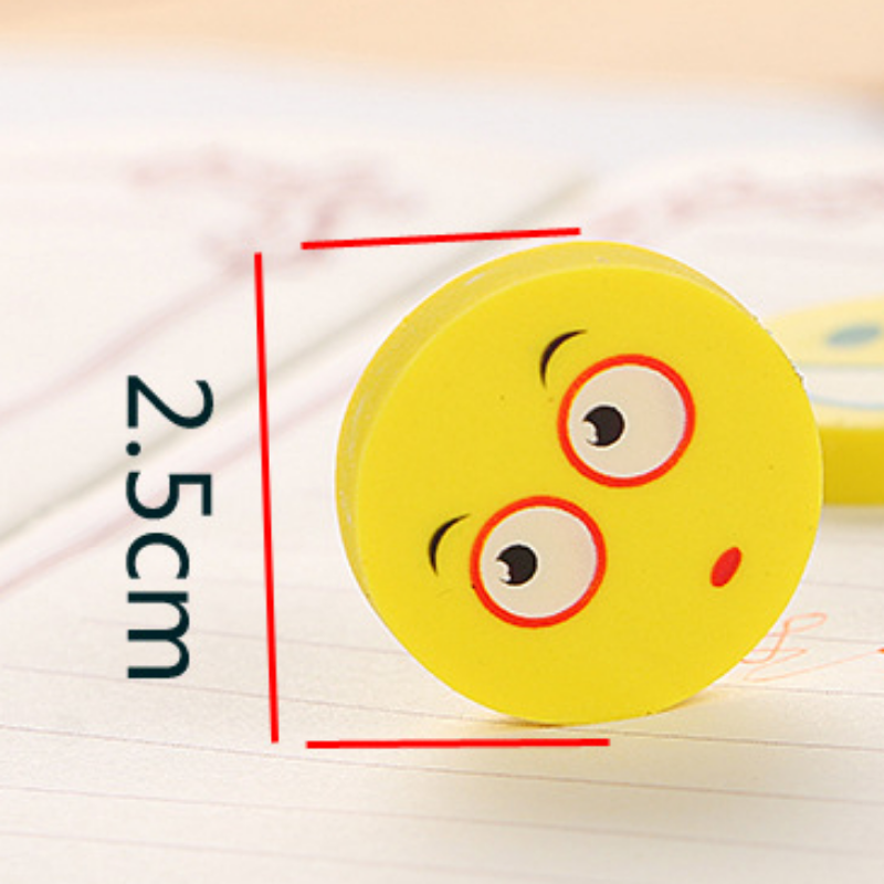 10pcs Creative Expression Eraser Smile Face Style Learning Stationery Home Work School Students Prize Gift For Children Random