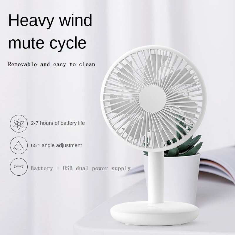 Xiaomi NEW Portable Desk Fan USB rechargeable Cooling Fan Outdoor Mini Floor Fan 4-Speed Home Silent Fan