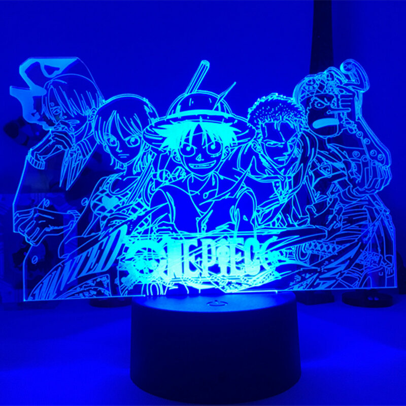 Veilleuse One Piece à 7/16 couleurs LED avec télécommande tactile, luminaire décoratif d'intérieur, idéal pour un bureau ou comme cadeau pour enfant