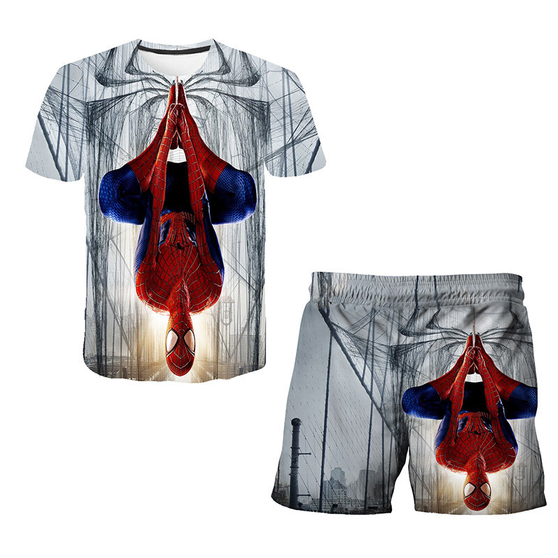 Marvel Heroes 2023 dzieci kostium Spiderman dziecko kostium dziewczęcy 2 do 8 lat graficzny T Shirt chłopcy zestaw dzieci odzież sportowa