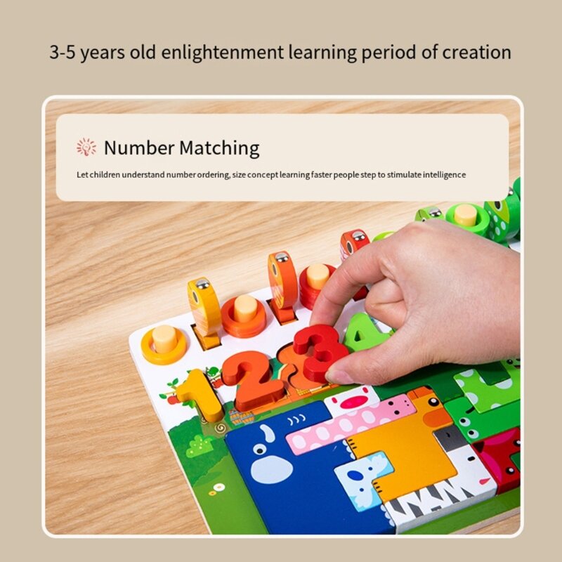 Drewniane sortowanie i układanie zabawka Montessori przedszkolna zabawka edukacyjna matematyczna numer z drewna Puzzle gra licząca 1560