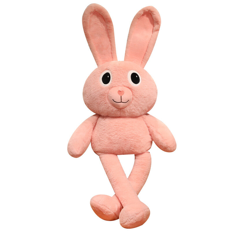 Poupée de lapin à oreilles de traction 60cm, jouet en peluche géant créatif mignon, oreilles de lapin extensibles, longues jambes, oreiller cadeau pour filles