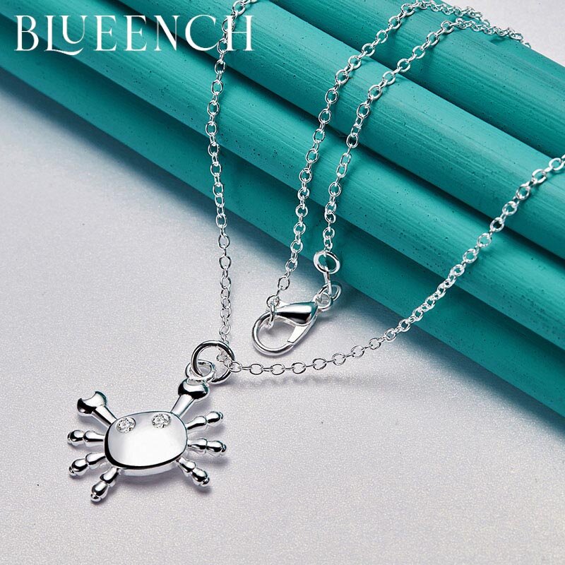 Blueench 925 prata esterlina caranguejo pingente 16-30 Polegada corrente colar para festa de casamento feminino glamour jóias