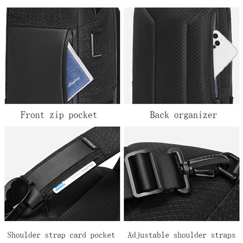 Men's USB Anti-theft Multifunction Shoulder Bag Waterproof Travel Messenger Crossbody Chest Sling Bag Pack For Male Women Female