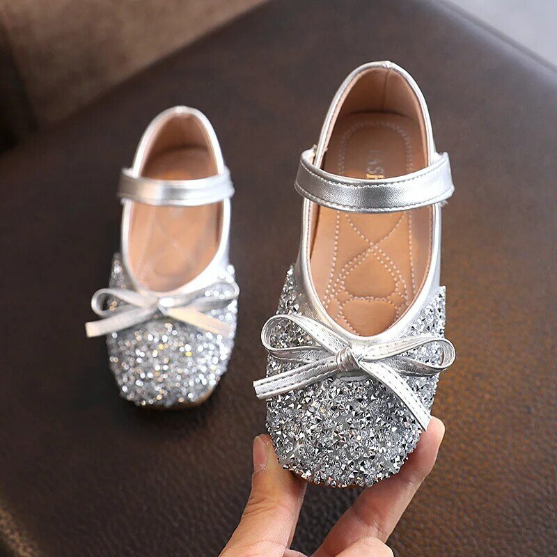 Zapatos de princesa para niña, zapatillas de cuero para niño, calzado escolar de cristal rosa para fiesta de baile y boda, Mary Jane