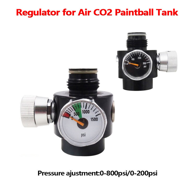 منظم Airsoft PCP لخزان CO2 بكرات ، ضغط المدخلات 1000psi ، ضغط قابل للتعديل 0-800psi/0-200psi