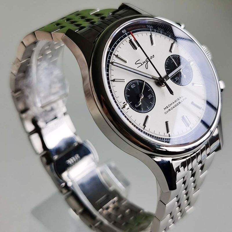 Panda relógios dos homens 2021 cronógrafo relógio piloto seagull 1963 st1901 movimento banda de metal safira à prova dwaterproof água moda casual