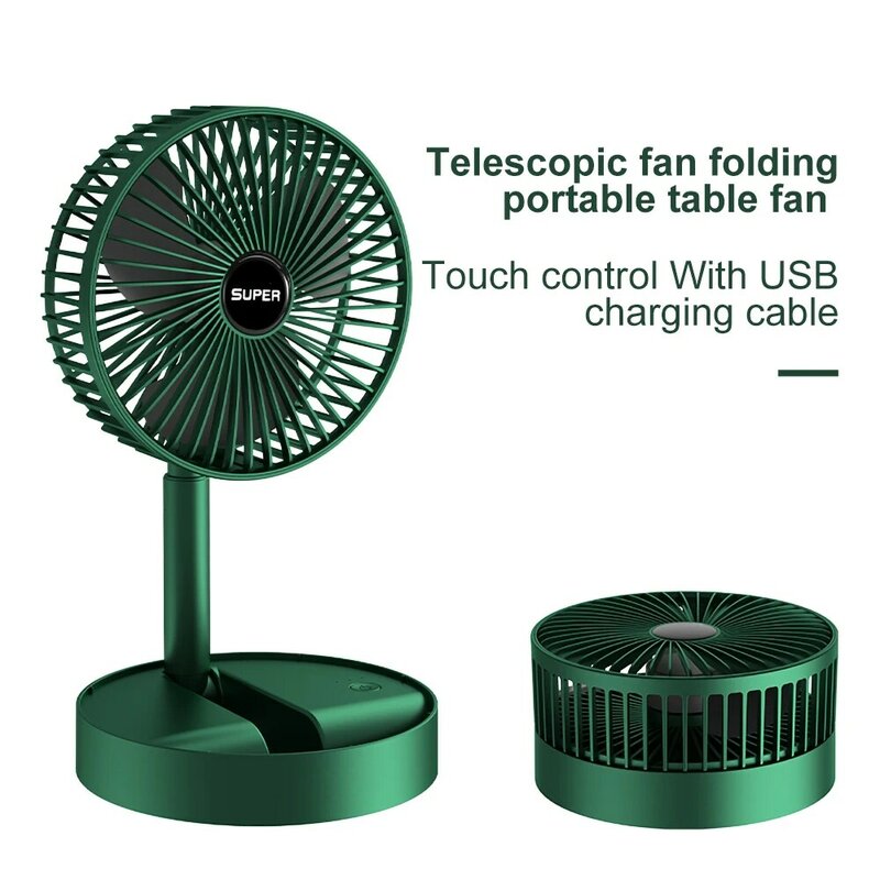 Mini Camping Electric Fan Portable USB Rechargeable Fan Floor Standing Air Cooler Foldable Low Noise High Battery Life Standby