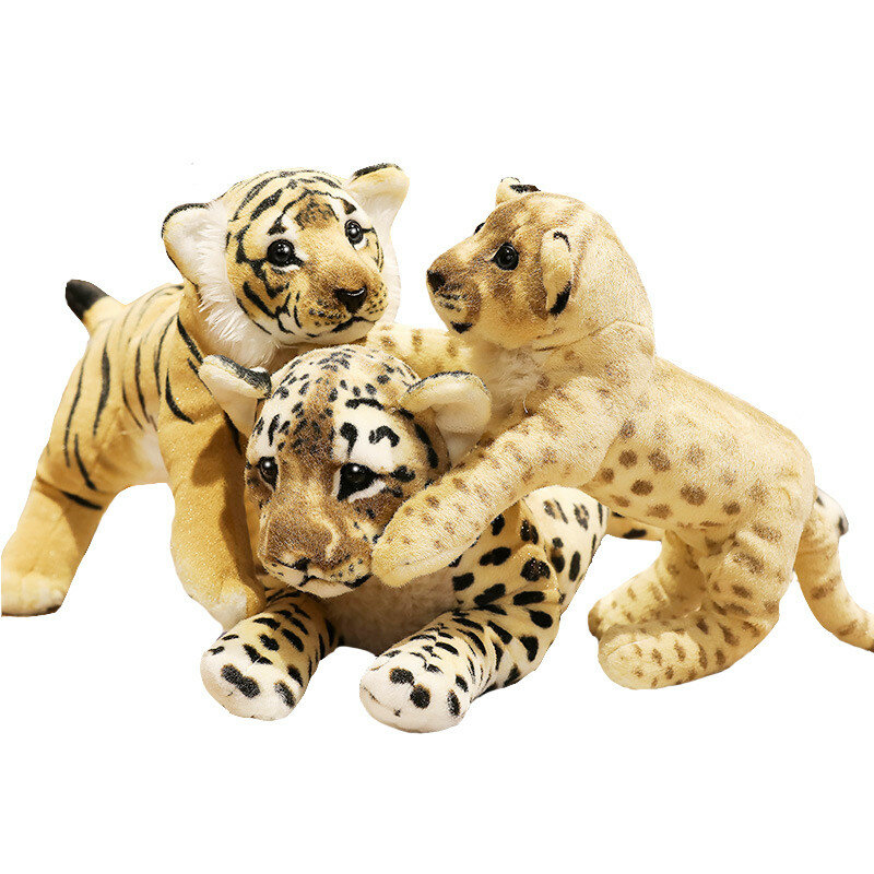 39-58cm Simulation Lion Tiger Leopard Plush Toys Home Decor Stuffed Cute Animals Dolls Soft Real Like Pillow for Kids Boys Gift