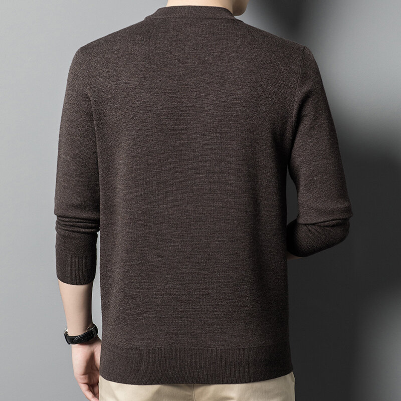 Новинка Осень-зима 2022, свитер из 100 чистой шерсти, вязаный Повседневный свитер с круглым вырезом