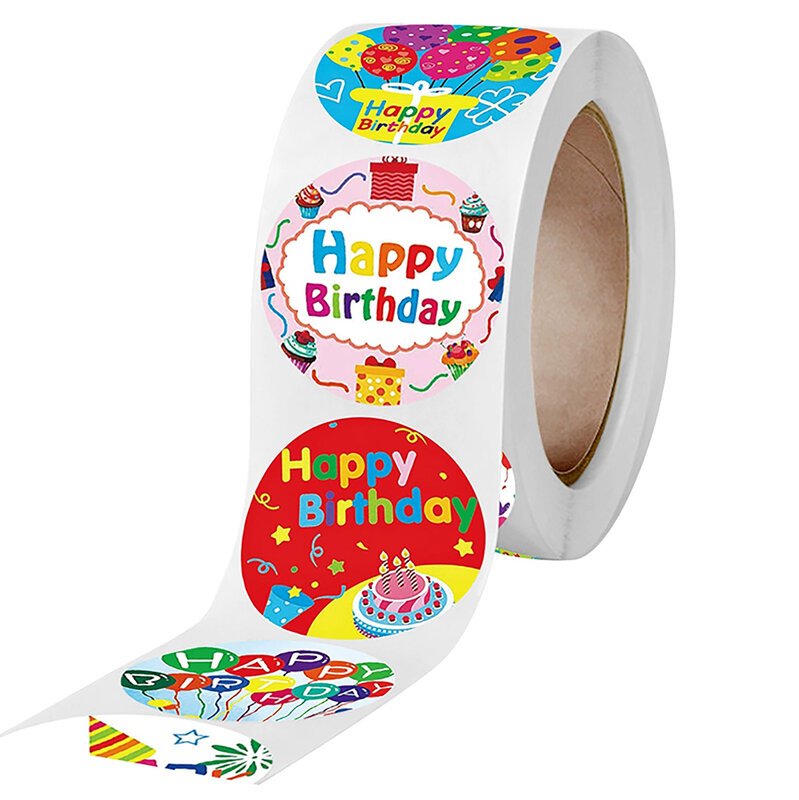 50-500 pces redondo feliz aniversário handmad adesivo de vedação do vintage diy presente stickersdhessive natal adesivo artigos de papelaria