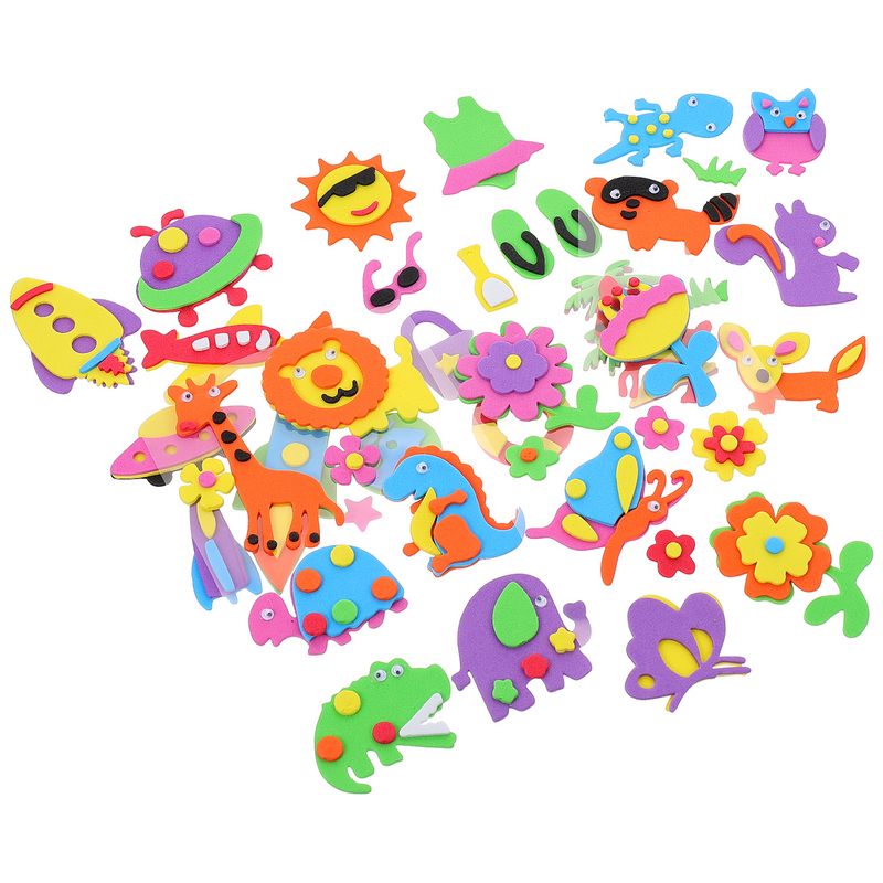 Stickersanimal-pegatinas adhesivas para niños, autohinchables, Diy, esponja, flor, 3dcrafts, formas de decoración, etiquetas de edades pequeñas a granel