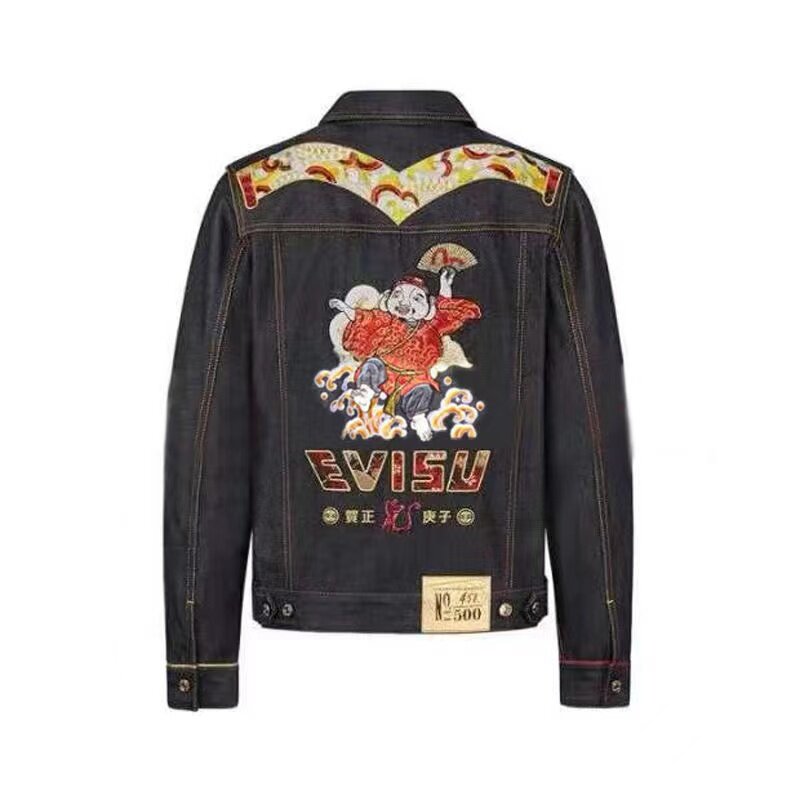 Limited edition Japanese Style Retro 90S Denim Jacket Men Ebisu Embroidery Coats Streetwear Fashion Jean Jacket Men