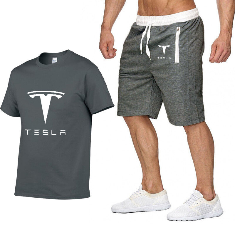 Męska koszulka z krótkim rękawem T-Shirt i szorty 2 sztuka lato Harajuku Hip hop koszulka wysokiej jakości spodenki sportowe zestaw marka odzież sportowa
