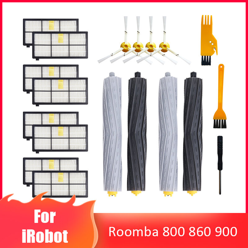 Kit de piezas para IRobot Roomba, cepillos y filtros de aspiradora serie 800, 860, 865, 866, 870, 871, 880, 885, 886, 890, 900, 960, 966, 980