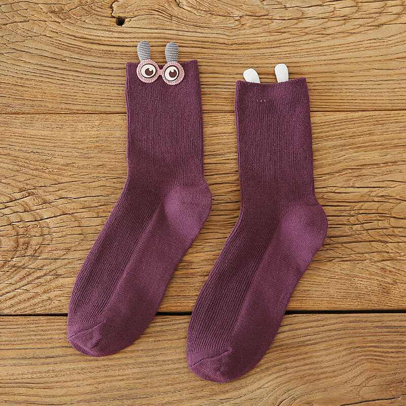 Wholesale 50Pairs Women Cartoon Cotton Sock Street Style Fashion Tube Socks Kawaii Three-Dimensional Animal Socks