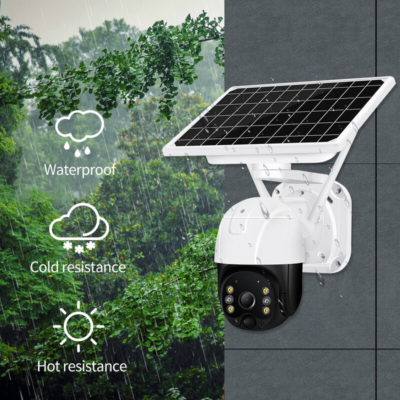 PTZ 야외 PIR 인체 감지 오디오 무선 컬러 나이트 비전 CCTV 배터리 보안 카메라, 5MP 4G SIM 카드, 와이파이 태양광 카메라