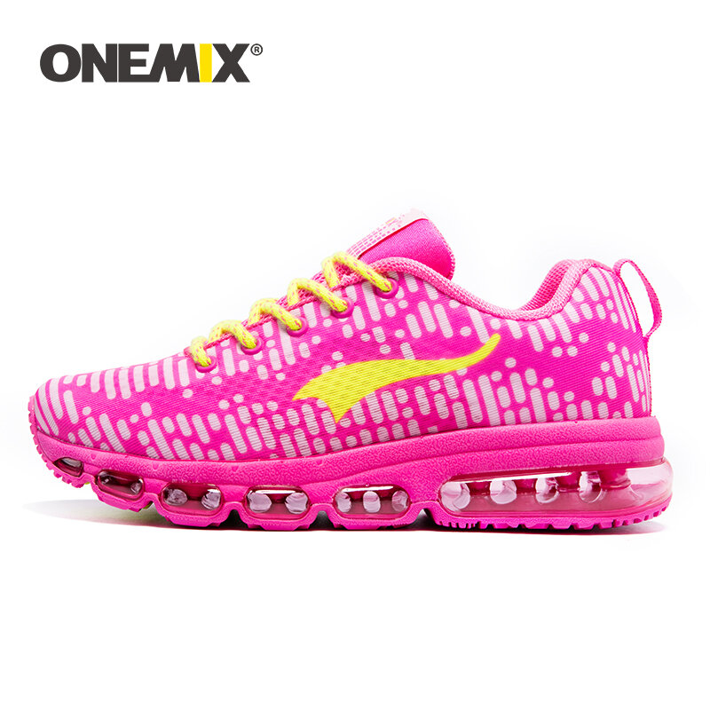 Onemix design original mulher tênis de corrida feminino almofada brilhante colorido antiderrapante respirável confortável sapatos de caminhada