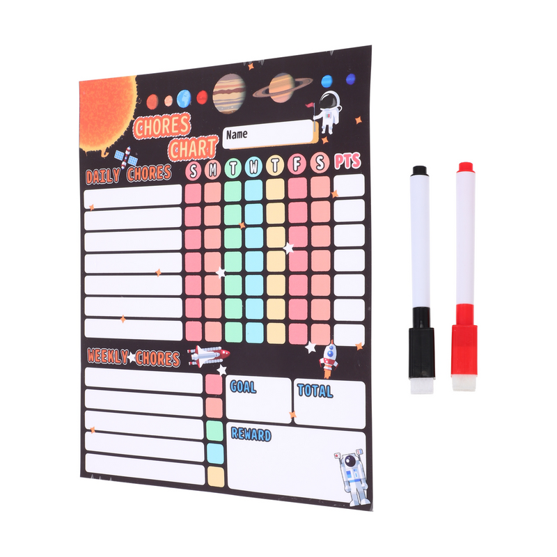 Tableau des tâches magnétiques pour enfants, effacement à sec, tableau de calendrier, autocollants de responsabilité hebdomadaire
